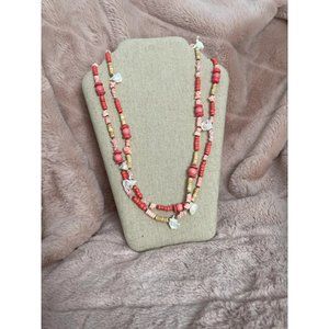 Vintage Double Stranded Beaded Seashell Necklace 🐚